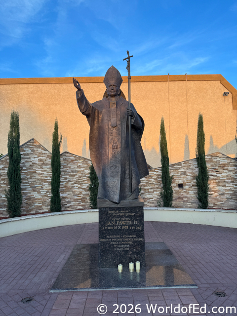 A statue of the Pope.