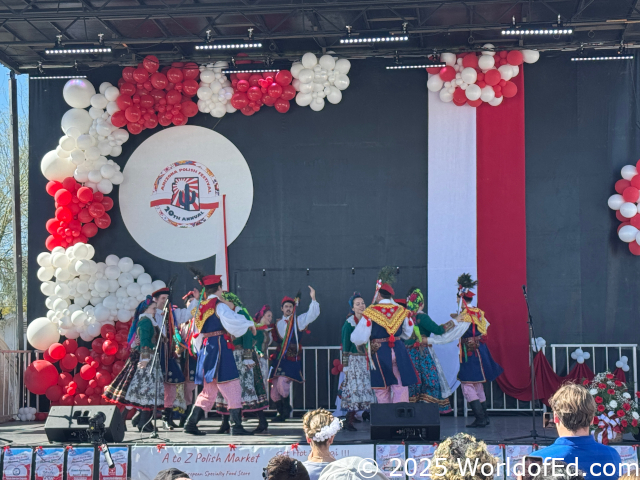 Polish dancers on stage.