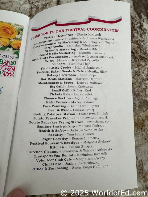 A list of all of the volunteers.