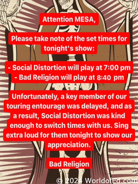 The altered show announcement.