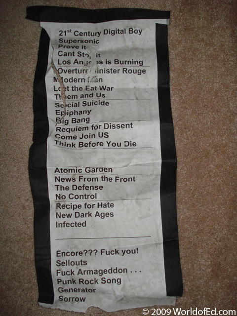 The Bad Religion setlist.