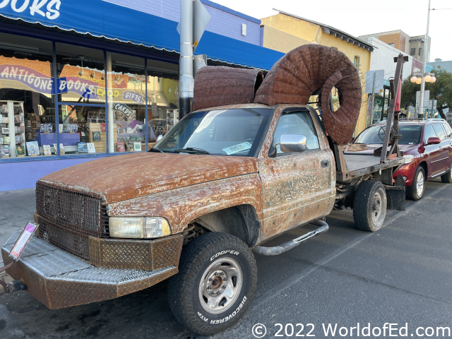 A heavily modified Dodge Ram.