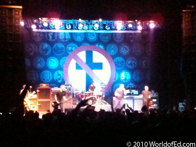 Bad Religion on stage performing as seen by the crowd.