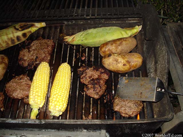 Food on a grille.