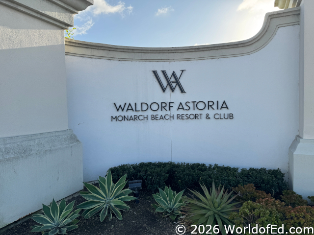 The entrance sign to the Waldorf Astoria Monarch Beach.