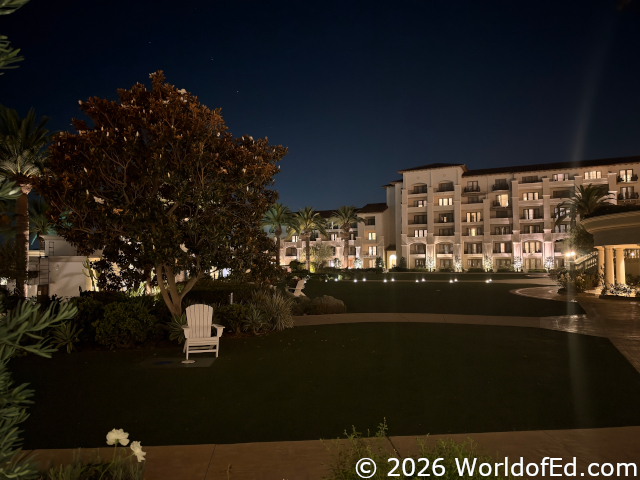 A night view of the lawn.