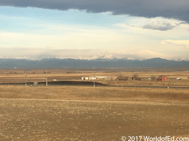 A view of the Rockies from a hotel room.