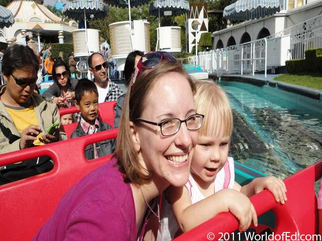 Karen and Megan in a boat on a ride.