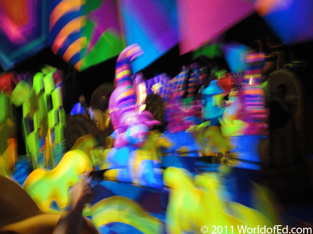 A blurry picture full of wild colors.