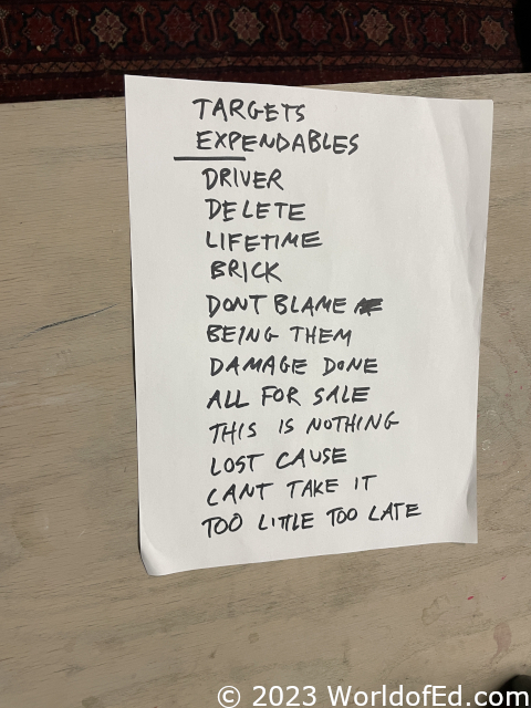 The setlist.