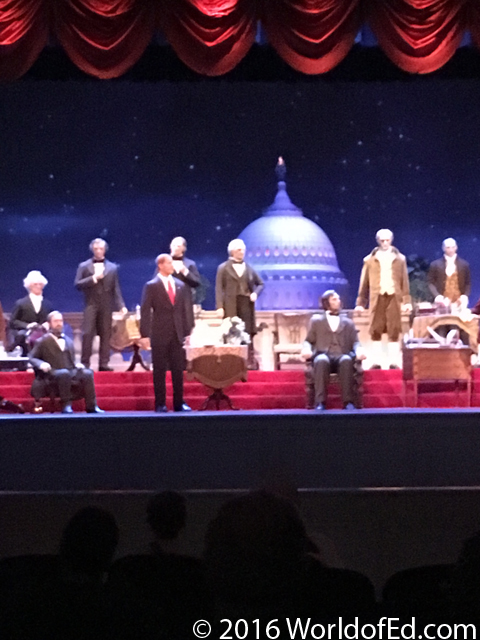 Mechanical presidents in the Hall of Presidents exhibit.