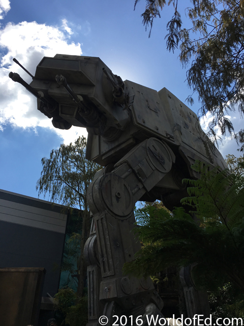 An AT-AT outside of Star Wars: The Ride.
