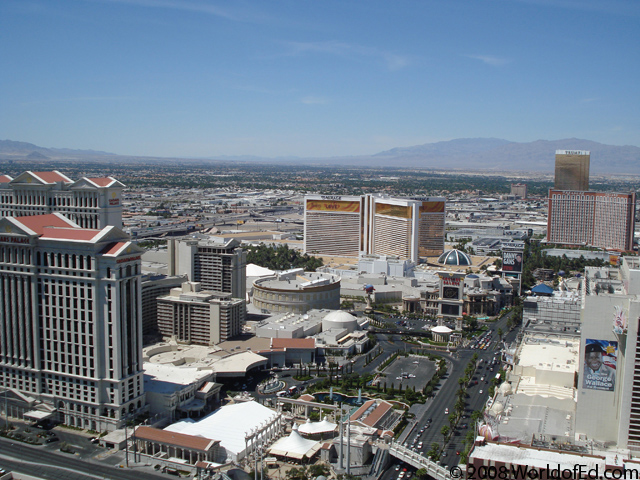 The Las Vegas Strip from the top of the Paris hotel Eiffel Tower.