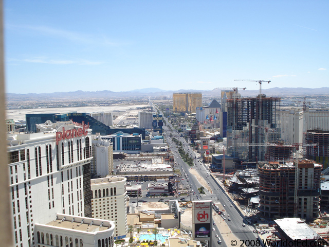 The Las Vegas Strip from the top of the Paris hotel Eiffel Tower.