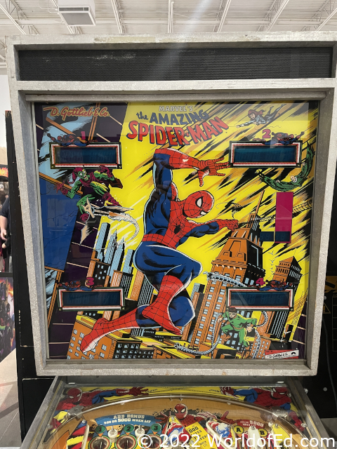 A Spiderman pinball machine.