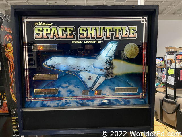 A space shuttle pinball machine.