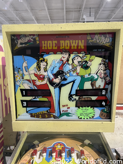 A Hoe Down pinball machine.
