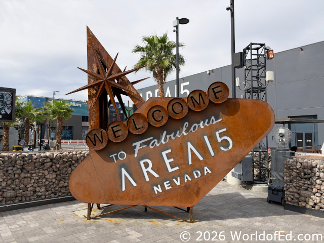 The welcome sign at Area 15.