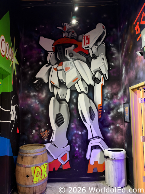 The mural inside the door.