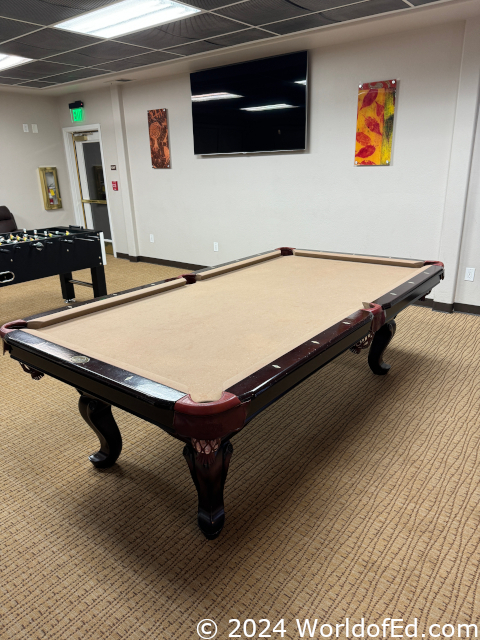 A picture of a pool table.