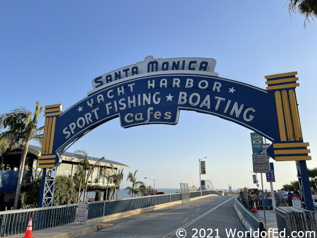 The Santa Monica pier sign.