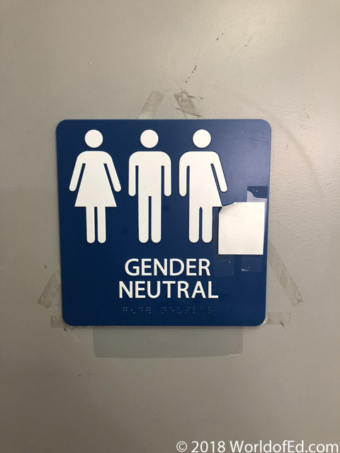 A gender neutral bathroom sign.