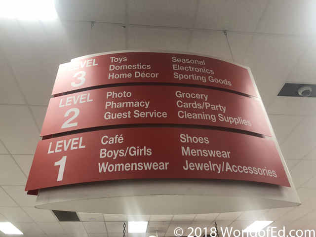 A sign for a Target store with 3 levels.