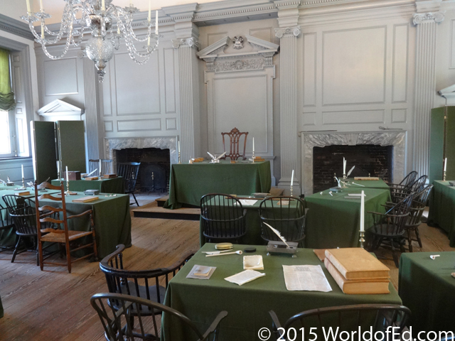 The interior of Independence Hall.
