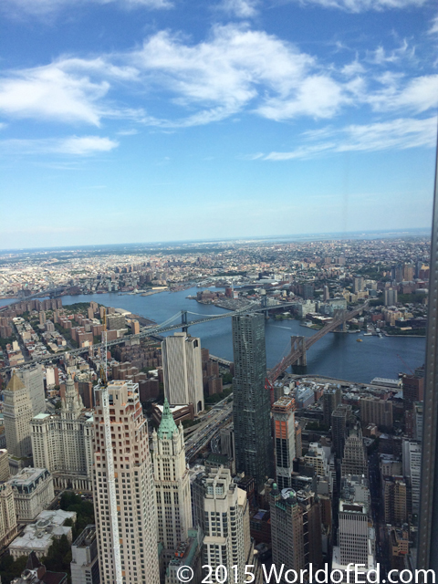 A view of New York from the top of the World Trade Center.