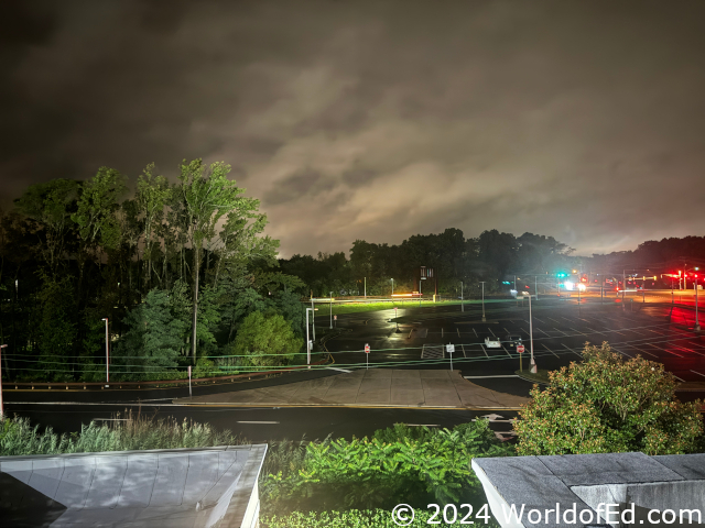 A rainy night.