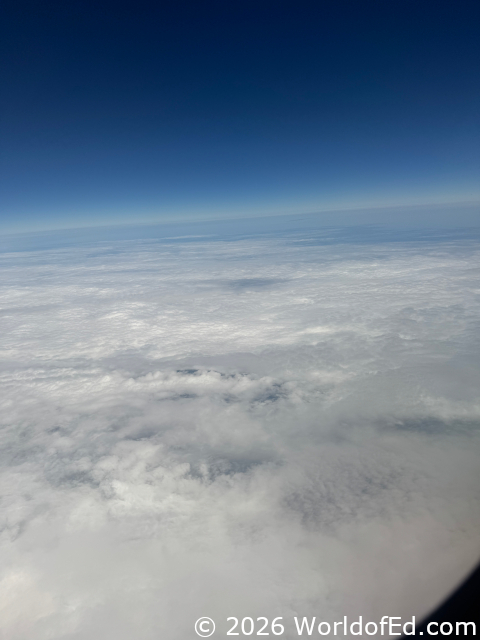 A view of clouds from an airplane.