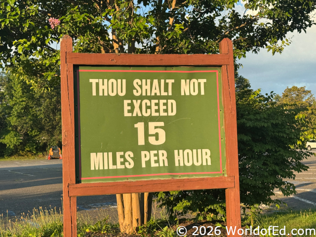 The St. Thomas speed limit sign.