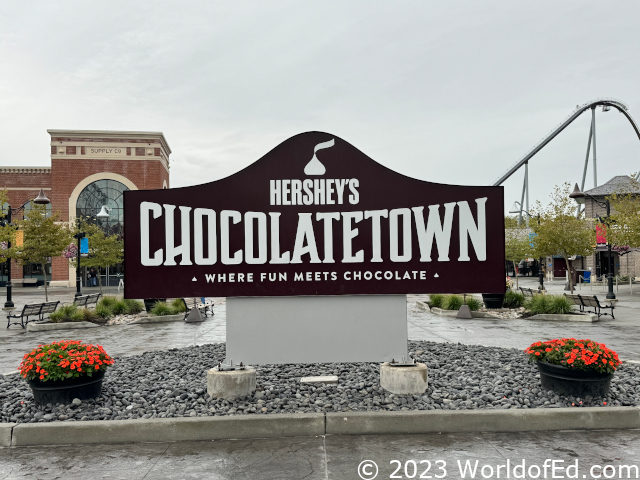 The Hershey Chocolate Town sign.