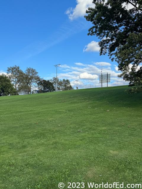 A large grassy hill.