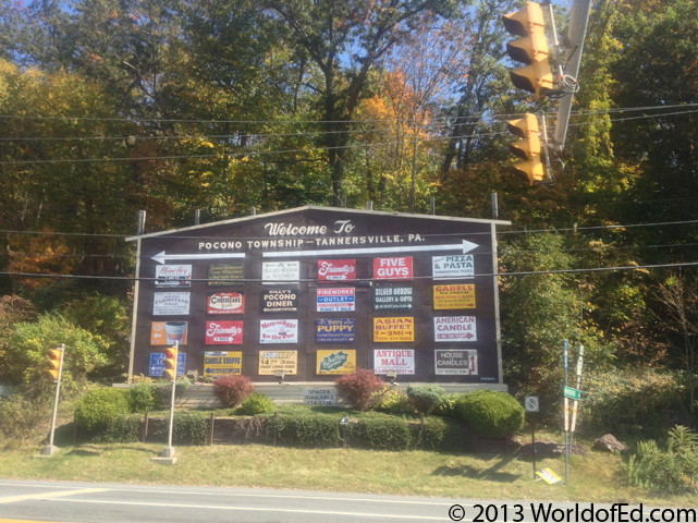 A sign in the Poconos showing all of the available directions.