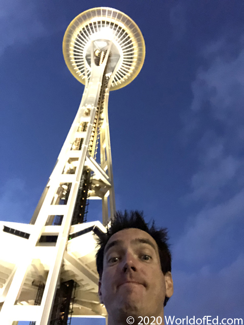 The Space Needle with Special Ed in front of it.