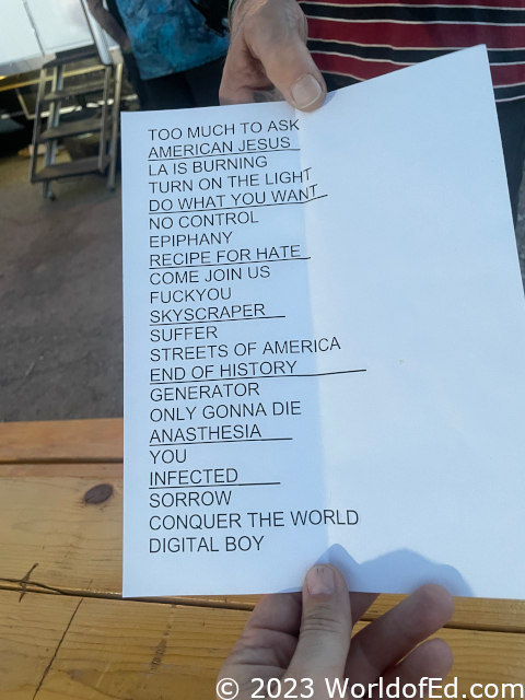 The Bad Religion setlist.