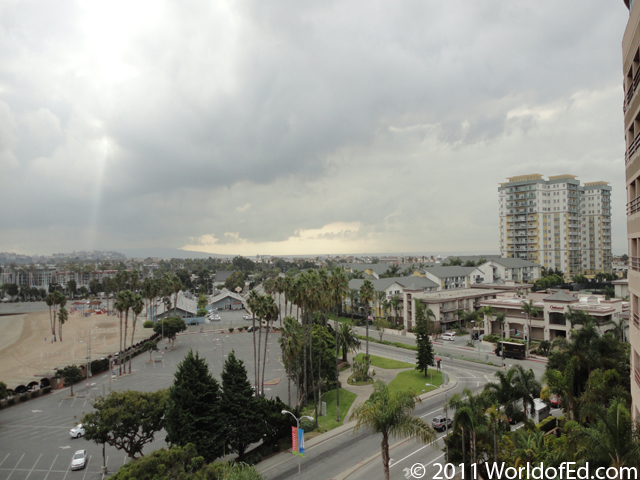 A city view from the hotel balcony.