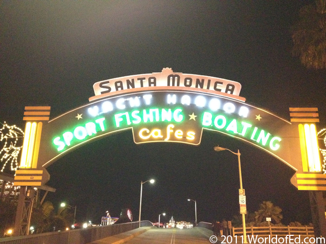 A night view of Santa Monica Pier.