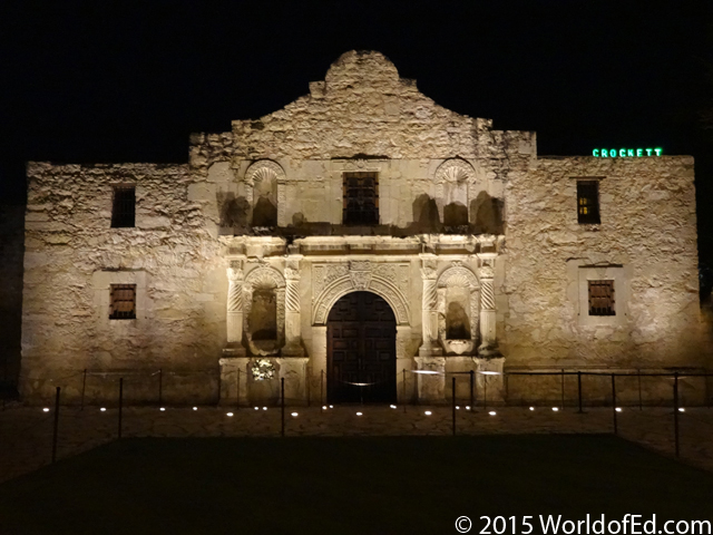 The exterior of the Alamo.