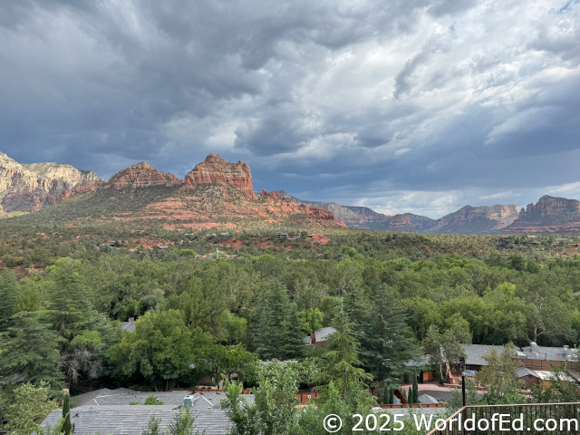 A view of the mountains from the hotel deck.