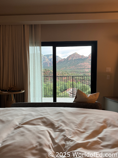 Looking out the patio door from my bed.