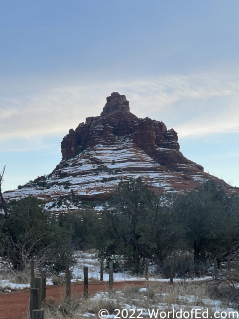 Snow on mountains in Sedona.