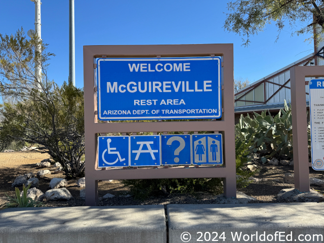 A rest area sign.