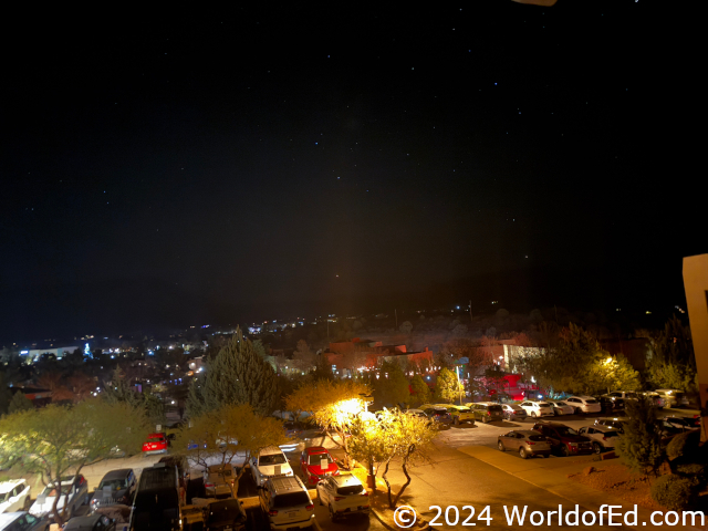 Stars in the sky from a Sedona balcony.