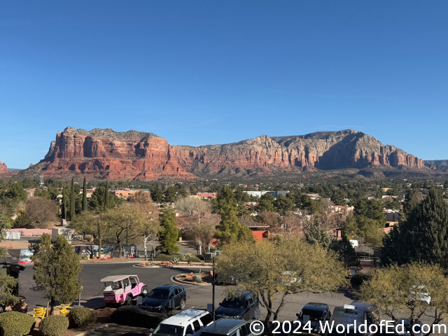 Sedona mountains from a hotel window.