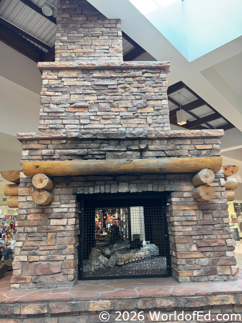 The large fireplace in Flagstaff mall.