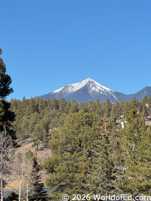 A mountain topped in a lot of snow.