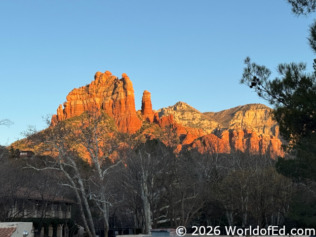 A view of the mountains from the hotel parking lot.