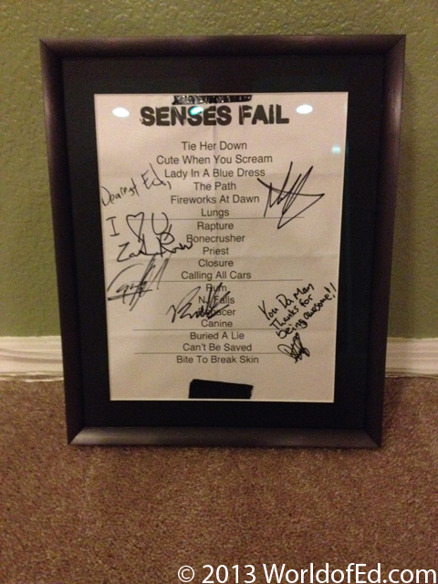 A framed and signed setlist.